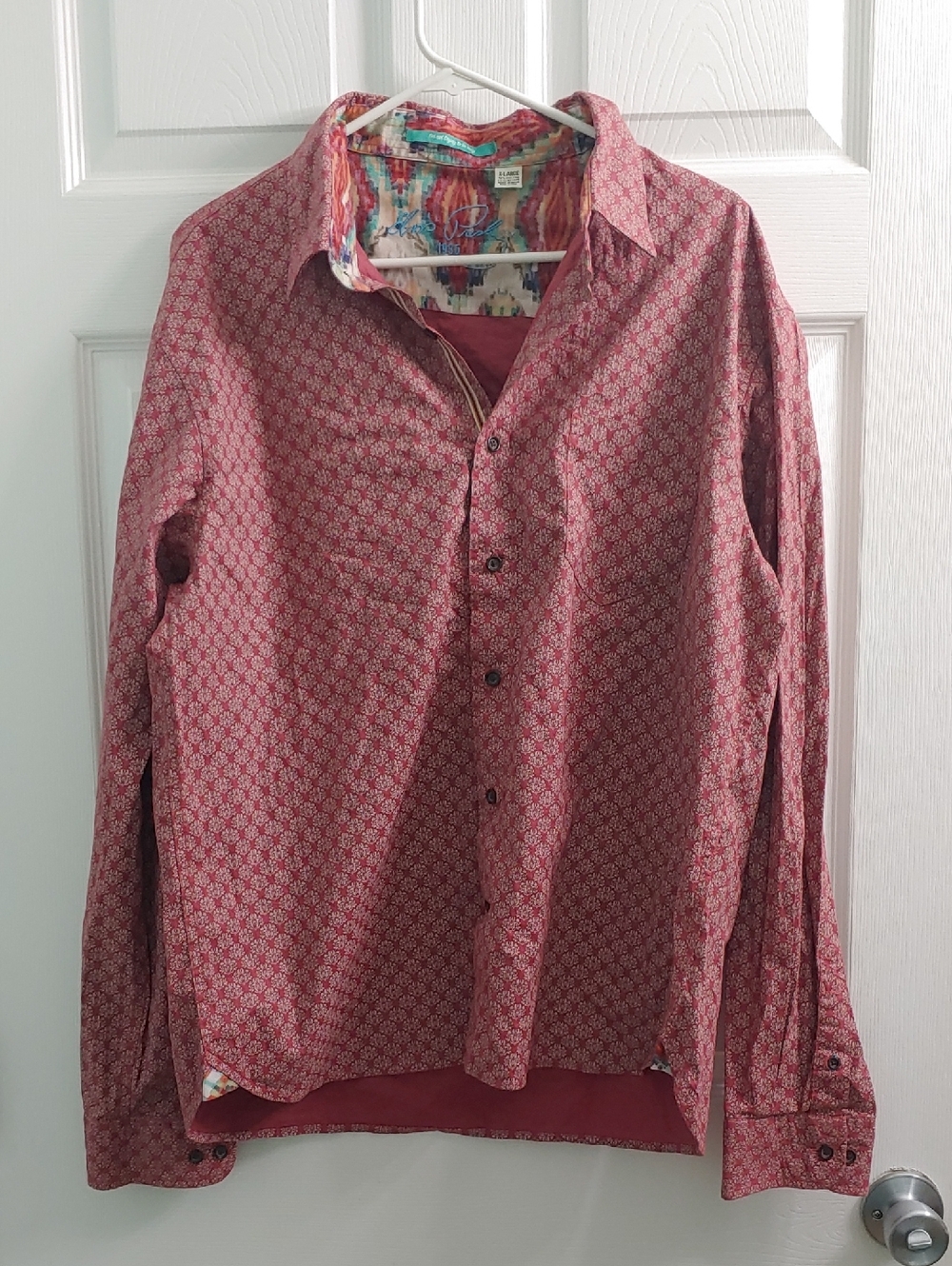 Elvis Presley Button Down Red Long Sleeve Shirt Men's Size XL